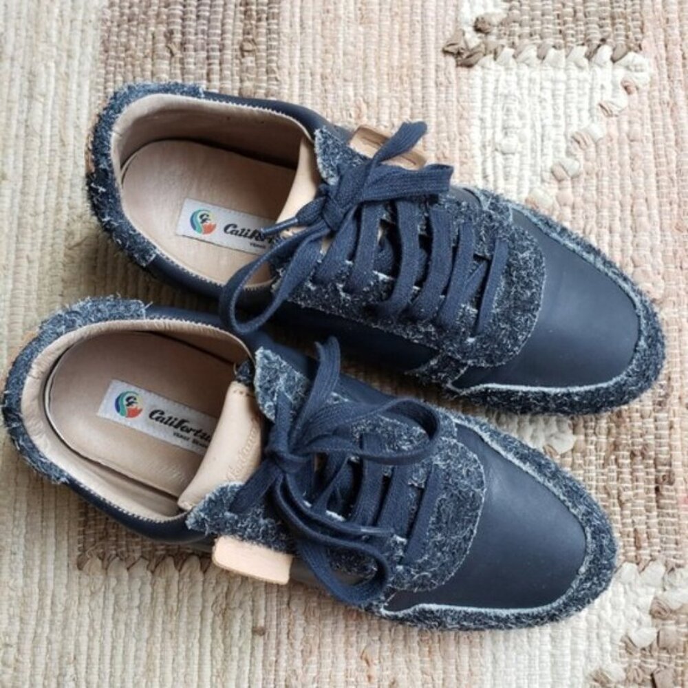 Califortunate Speedway Run Eyelash Fuzzy Leather Sneakers size 8 Navy Blue - Picture 5 of 15
